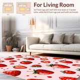 Ultra Soft Area Rug, Non Slip, Stain Resistant, Washable Area Rugs for Living Room, Bedroom, Sunny Vintage Fruit Arrangement(Pink)
