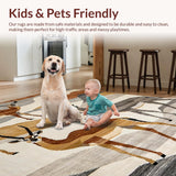 Ultra Soft Area Rug, Non Slip, Stain Resistant, Washable Area Rugs for Living Room, Bedroom, Exotic Antelope Print Elegance(Brown)