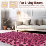 Ultra Soft Area Rug, Non Slip, Stain Resistant, Washable Area Rugs for Living Room, Bedroom, Pink Leopard Print Girls Bedroom Fluffy Rug(Pink)