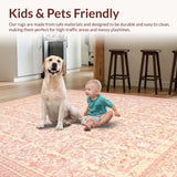 Ultra Soft Area Rug, Non Slip, Stain Resistant, Washable Area Rugs for Living Room, Bedroom, Preppy Scallop Bow Accent Rug Ribbon Motif Coquette Design with Curved Edges(Pink)