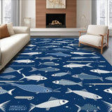 Ultra Soft Area Rug, Non Slip, Stain Resistant, Washable Area Rugs for Living Room, Bedroom, Rustic Multicolored Nautical Theme(Blue)