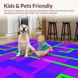Ultra Soft Area Rug, Non Slip, Stain Resistant, Washable Area Rugs for Living Room, Bedroom, Playful Educational Patchwork Motif(Purple)