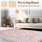 Ultra Soft Area Rug, Non Slip, Stain Resistant, Washable Area Rugs for Living Room, Bedroom, Cozy Round Garden-Inspired Decor(Pink)