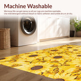 Ultra Soft Area Rug, Non Slip, Stain Resistant, Washable Area Rugs for Living Room, Bedroom, Nature-Inspired Playful Floral Motif(Yellow)