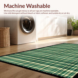 Ultra Soft Area Rug, Non Slip, Stain Resistant, Washable Area Rugs for Living Room, Bedroom, Stylish Neutral Plaid Motif(Green)