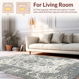 Ultra Soft Area Rug, Non Slip, Stain Resistant, Washable Area Rugs for Living Room, Bedroom, Rustic Taupe Damask Harmony(Beige)