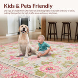 Ultra Soft Area Rug, Non Slip, Stain Resistant, Washable Area Rugs for Living Room, Bedroom, Soft Pink Abstract Motif(Pink)