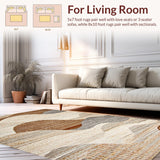 Ultra Soft Area Rug, Non Slip, Stain Resistant, Washable Area Rugs for Living Room, Bedroom, Chic Textured Coastal Aesthetic(Brown)