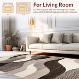 Ultra Soft Area Rug, Non Slip, Stain Resistant, Washable Area Rugs for Living Room, Bedroom, Stylish Contemporary Organic Shapes(Gray)