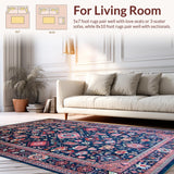 Ultra Soft Area Rug, Non Slip, Stain Resistant, Washable Area Rugs for Living Room, Bedroom, Rustic Modern Colorful Motif(Blue)