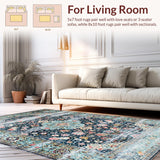 Distressed Retro Botanical Motif(Blue)