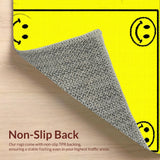 Ultra Soft Area Rug, Non Slip, Stain Resistant, Washable Area Rugs for Living Room, Bedroom, Retro Inspired Smiley Vibe(Yellow)