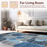 Ultra Soft Area Rug, Non Slip, Stain Resistant, Washable Area Rugs for Living Room, Bedroom, Sophisticated Geometric Earthy Palette(Blue)