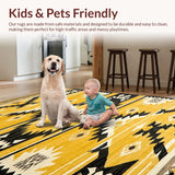 Ultra Soft Area Rug, Non Slip, Stain Resistant, Washable Area Rugs for Living Room, Bedroom, Minimalist Cream and Brown Textures(Yellow)