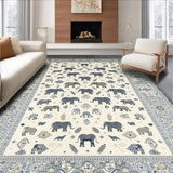 Ultra Soft Area Rug, Non Slip, Stain Resistant, Washable Area Rugs for Living Room, Bedroom, Vibrant Grey and Ivory Kids' Design(White)