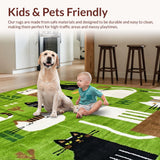 Ultra Soft Area Rug, Non Slip, Stain Resistant, Washable Area Rugs for Living Room, Bedroom, Whimsical Irregular Shape Delight(Green)