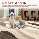 Ultra Soft Area Rug, Non Slip, Stain Resistant, Washable Area Rugs for Living Room, Bedroom, Sophisticated Circular with Abstract Swirls and Accents(Beige)