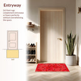 Ultra Soft Area Rug, Non Slip, Stain Resistant, Washable Area Rugs for Living Room, Bedroom, Bright Red Fun Artful Touch(Red)
