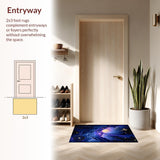Ultra Soft Area Rug, Non Slip, Stain Resistant, Washable Area Rugs for Living Room, Bedroom, Whimsical Cosmic Fantasy Visual Theme(Blue)