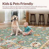Ultra Soft Area Rug, Non Slip, Stain Resistant, Washable Area Rugs for Living Room, Bedroom, Antique Inspired Ethnic Motif(Blue)