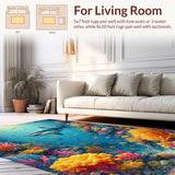 Ultra Soft Area Rug, Non Slip, Stain Resistant, Washable Area Rugs for Living Room, Bedroom, Oceanic Predator Area Rug Deep Sea Creature Carpet for Kids(Blue)
