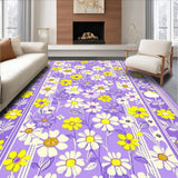 Ultra Soft Area Rug, Non Slip, Stain Resistant, Washable Area Rugs for Living Room, Bedroom, Joyful Pastel Flower Medley(Purple)