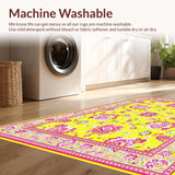 Ultra Soft Area Rug, Non Slip, Stain Resistant, Washable Area Rugs for Living Room, Bedroom, Vibrant Groovy Flower Arrangement(Yellow)