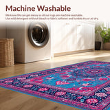 Ultra Soft Area Rug, Non Slip, Stain Resistant, Washable Area Rugs for Living Room, Bedroom, Serene Ethnic Patterned Home Accent(Blue)