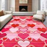 Ultra Soft Area Rug, Non Slip, Stain Resistant, Washable Area Rugs for Living Room, Bedroom, Charming Heart-Shaped Rustic Motif(Pink)