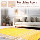 Ultra Soft Area Rug, Non Slip, Stain Resistant, Washable Area Rugs for Living Room, Bedroom, Whimsical Textured Tasseled Runner(Yellow)