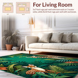 Ultra Soft Area Rug, Non Slip, Stain Resistant, Washable Area Rugs for Living Room, Bedroom, Eclectic Tropical Animal Imagery(Green)