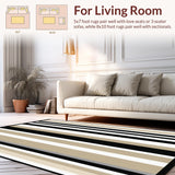 Classic Black and Beige Striped Area(Beige)