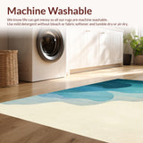 Ultra Soft Area Rug, Non Slip, Stain Resistant, Washable Area Rugs for Living Room, Bedroom, Soft Coastal Decorative Rug with Abstract Seahorse Silhouettes and Ocean Ripples(Blue)