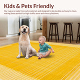 Ultra Soft Area Rug, Non Slip, Stain Resistant, Washable Area Rugs for Living Room, Bedroom, Warm Fluffy Retro Fusion(Yellow)