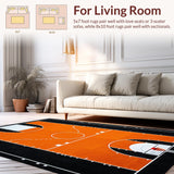 Ultra Soft Area Rug, Non Slip, Stain Resistant, Washable Area Rugs for Living Room, Bedroom, Vibrant Sporty Circular Floor Accent(Orange)