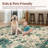 Ultra Soft Area Rug, Non Slip, Stain Resistant, Washable Area Rugs for Living Room, Bedroom, Elegant Geometric Pattern Fusion(Beige)