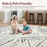 Ultra Soft Area Rug, Non Slip, Stain Resistant, Washable Area Rugs for Living Room, Bedroom, Rustic Textured Circle Design(Beige)