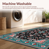 Ultra Soft Area Rug, Non Slip, Stain Resistant, Washable Area Rugs for Living Room, Bedroom, Rustic Black Geometric Tapestry(Black)