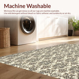Ultra Soft Area Rug, Non Slip, Stain Resistant, Washable Area Rugs for Living Room, Bedroom, Vintage Damask Bedroom Farmhouse Style Area Carpet(Beige)