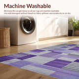 Ultra Soft Area Rug, Non Slip, Stain Resistant, Washable Area Rugs for Living Room, Bedroom, Geometric Purple Grey Elegance(Purple)