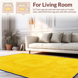 Ultra Soft Area Rug, Non Slip, Stain Resistant, Washable Area Rugs for Living Room, Bedroom, Charming Round Letter Play Pattern(Yellow)