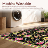Ultra Soft Area Rug, Non Slip, Stain Resistant, Washable Area Rugs for Living Room, Bedroom, Vibrant Pink and Black Trellis Style(Black)