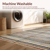 Ultra Soft Area Rug, Non Slip, Stain Resistant, Washable Area Rugs for Living Room, Bedroom, Whimsical Soft-Toned Stripe Arrangement(Orange)