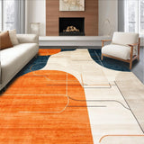 Ultra Soft Area Rug, Non Slip, Stain Resistant, Washable Area Rugs for Living Room, Bedroom, Personalized Commercial Rug Modern Abstract Art for Office Spaces(Orange)