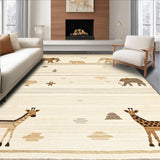 Ultra Soft Area Rug, Non Slip, Stain Resistant, Washable Area Rugs for Living Room, Bedroom, Safari Themed Playful Animal Motifs(Beige)