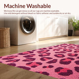 Ultra Soft Area Rug, Non Slip, Stain Resistant, Washable Area Rugs for Living Room, Bedroom, Modern Pink Leopard Print Rug for Kids Playroom(Pink)