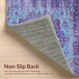 Ultra Soft Area Rug, Non Slip, Stain Resistant, Washable Area Rugs for Living Room, Bedroom, Chic Medallion Distressed Aesthetic(Purple)
