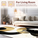 Ultra Soft Area Rug, Non Slip, Stain Resistant, Washable Area Rugs for Living Room, Bedroom, Contemporary Luxe Abstract Geometry(Gold)