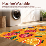 Ultra Soft Area Rug, Non Slip, Stain Resistant, Washable Area Rugs for Living Room, Bedroom, Cheerful Harvest Fruit Arrangement(Yellow)
