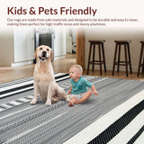 Ultra Soft Area Rug, Non Slip, Stain Resistant, Washable Area Rugs for Living Room, Bedroom, Chic Modern Geometric Linework(Black)